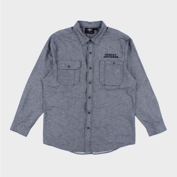 harley davidson long sleeve dress shirts Harley-Davidson Men's Basic Button Down Shirt, Black